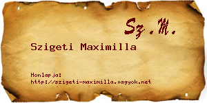 Szigeti Maximilla névjegykártya